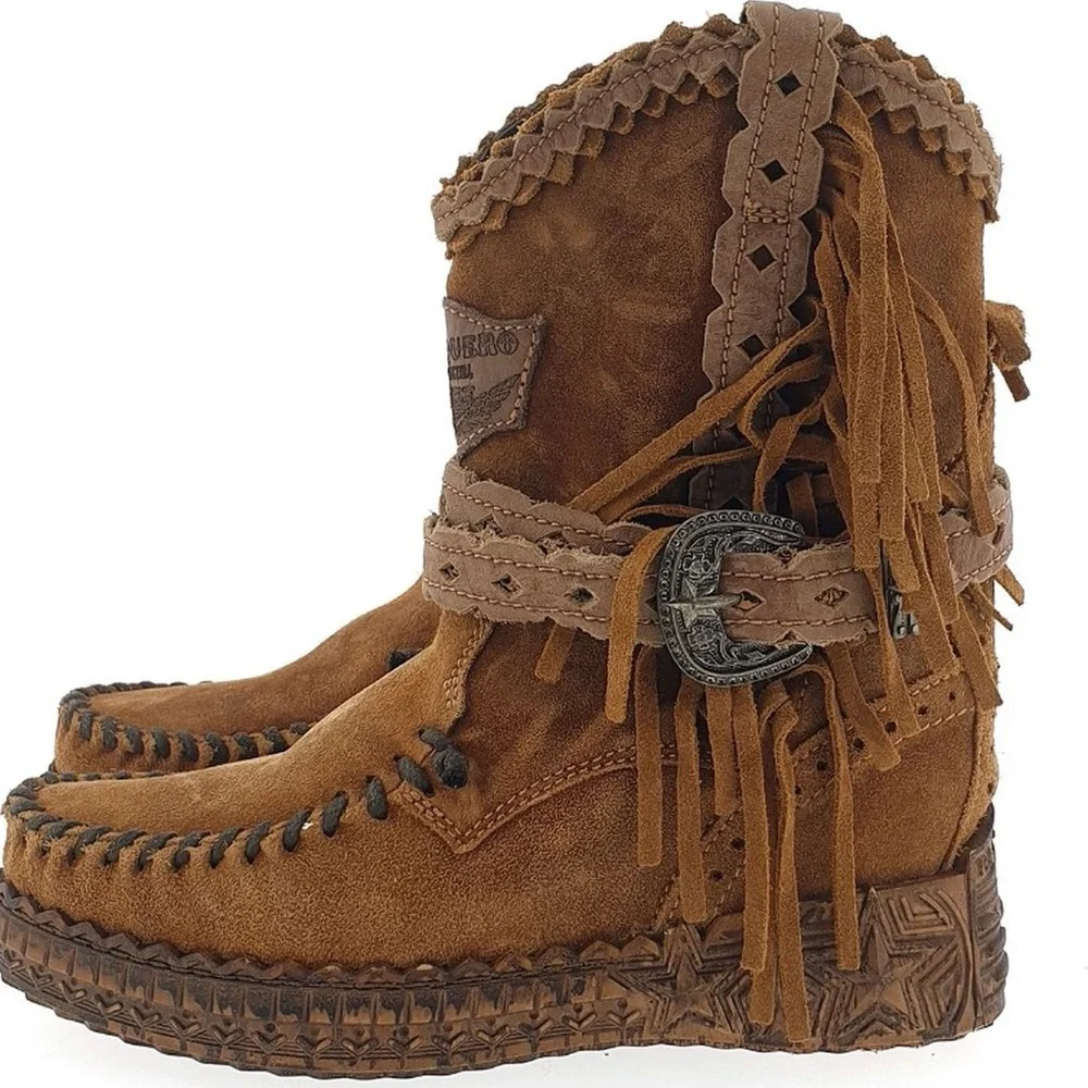 EL VAQUERO BROWN MOCCASIN WEDGE BOOTS SIZE 37 7 - Picture 3 of 6